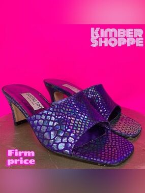 Sacha Too Purple Iridescent  Print Open Toe Heeled Mule Sandal US 6 UK 4